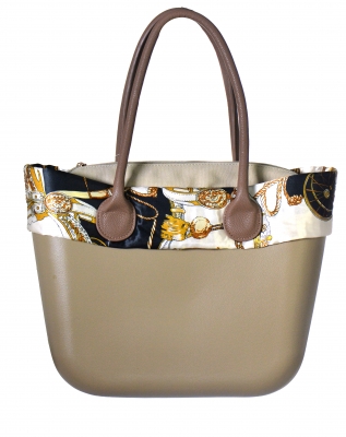 Faux Leather Shoulde Tote Handbag LF16820 39823 Khaki